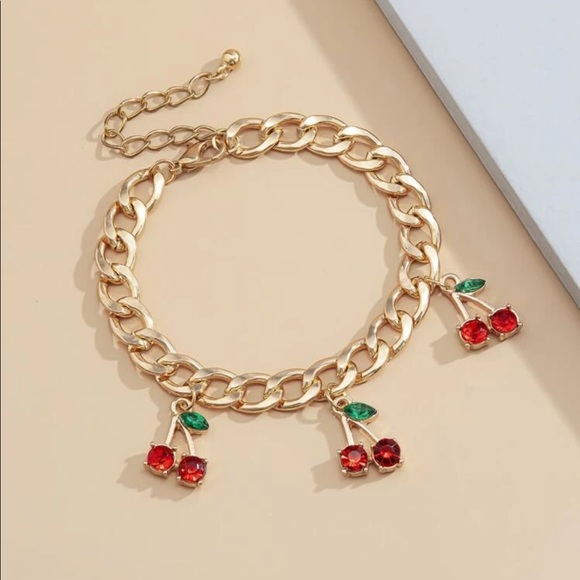 Urban Outfitters Jewelry - 3/$30 💛 Cherry Rhinestone Bracelet